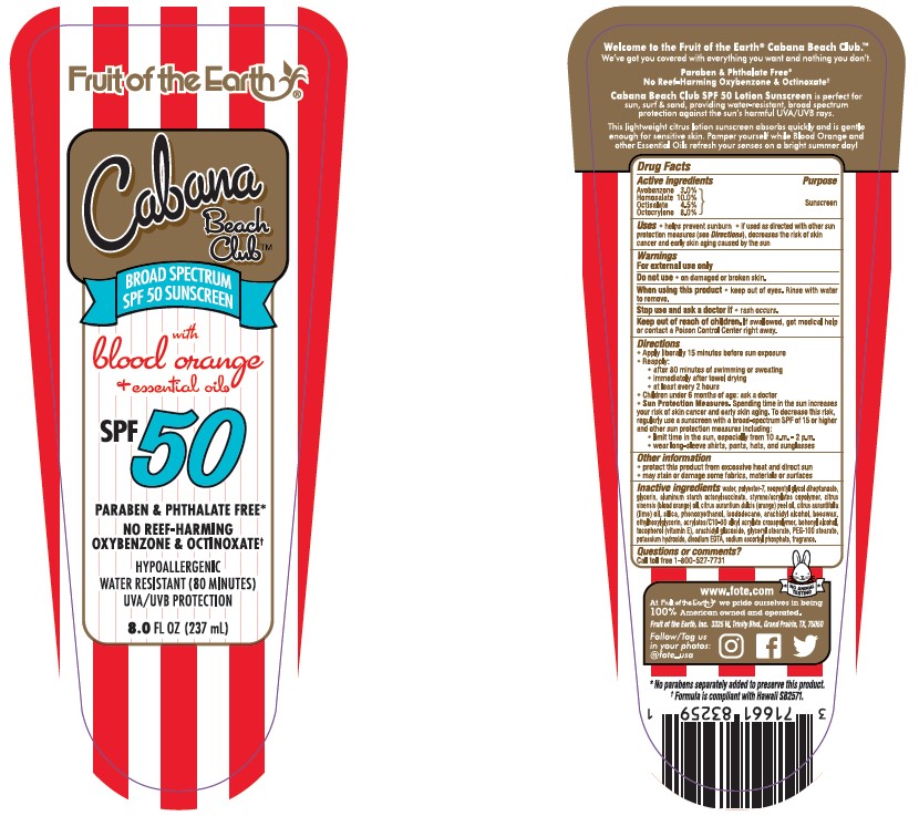 Pill image for Fruit Of The Earth Cabana Beach Club With Blood Orange And Essential Oils Spf 50 Sunscreen Lotion