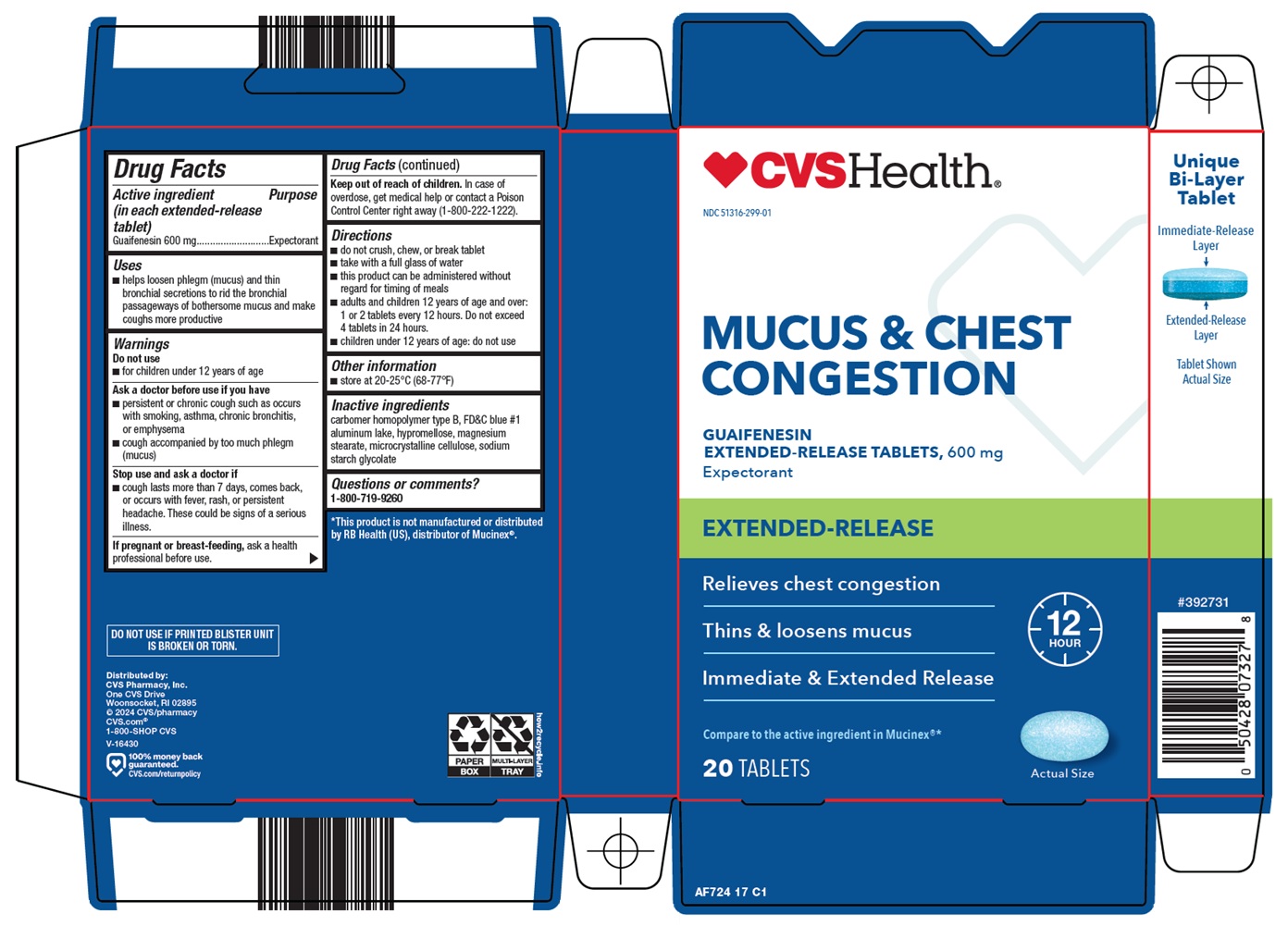 Pill image for Cvs Pharmacy, Inc. Mucus & Chest Congestion Drug Facts