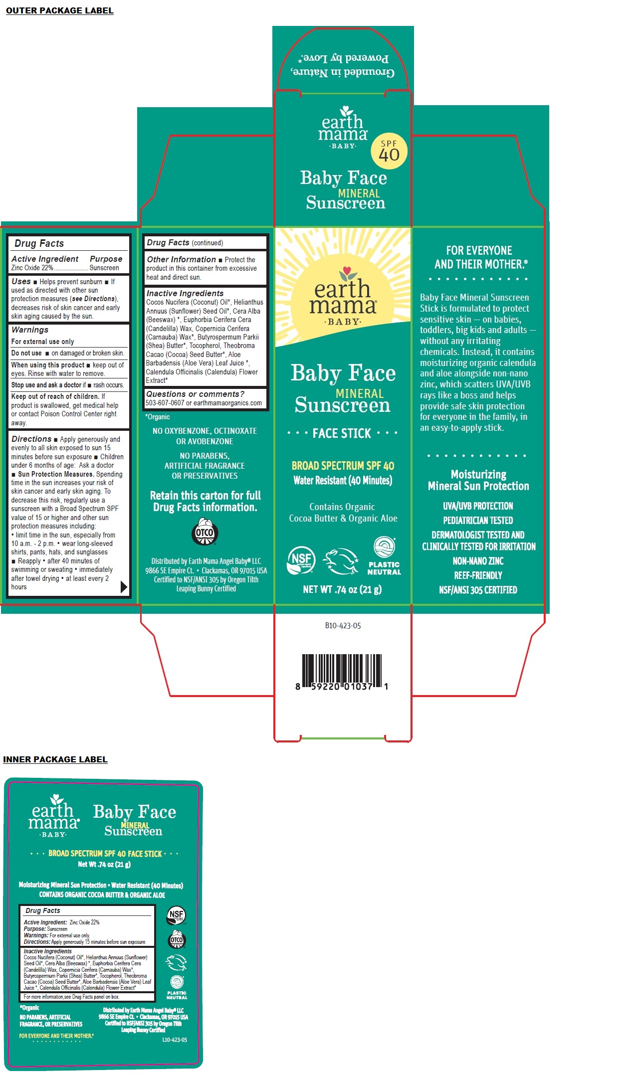 Pill image for Earth Mama Baby Face Mineral Sunscreen Spf 40