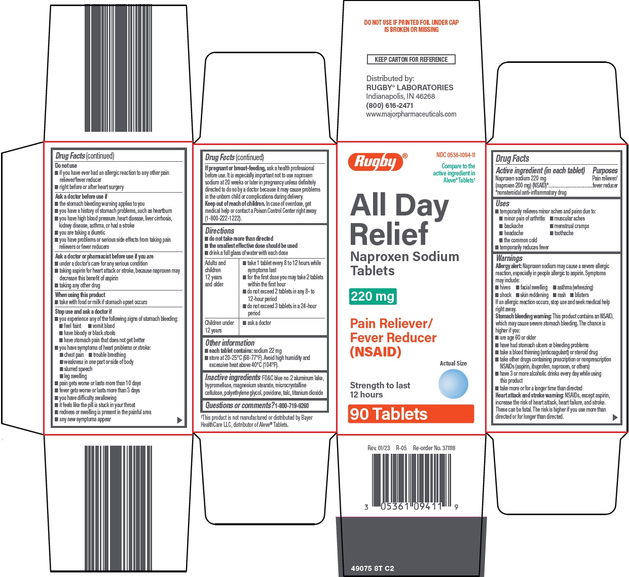 Pill image for Rugby Laboratories All Day Relief Drug Facts