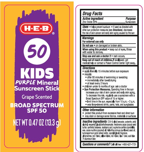 Pill image for Heb Spf 50 Kids Purple Mineral Sunscreen Stick Grape Scented