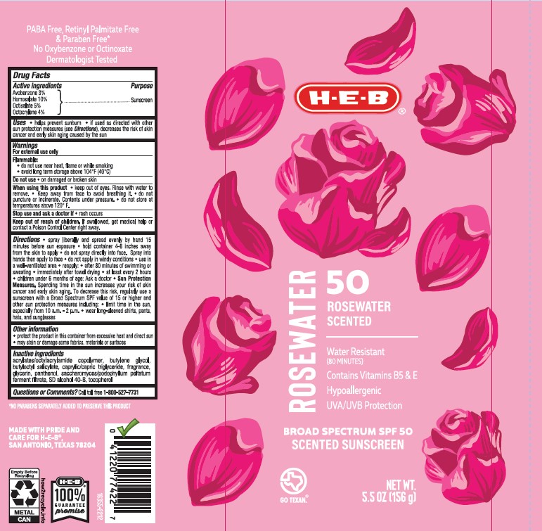 Pill image for Heb Spf 50 Rosewater Scented Continuous Sunscreen Spray