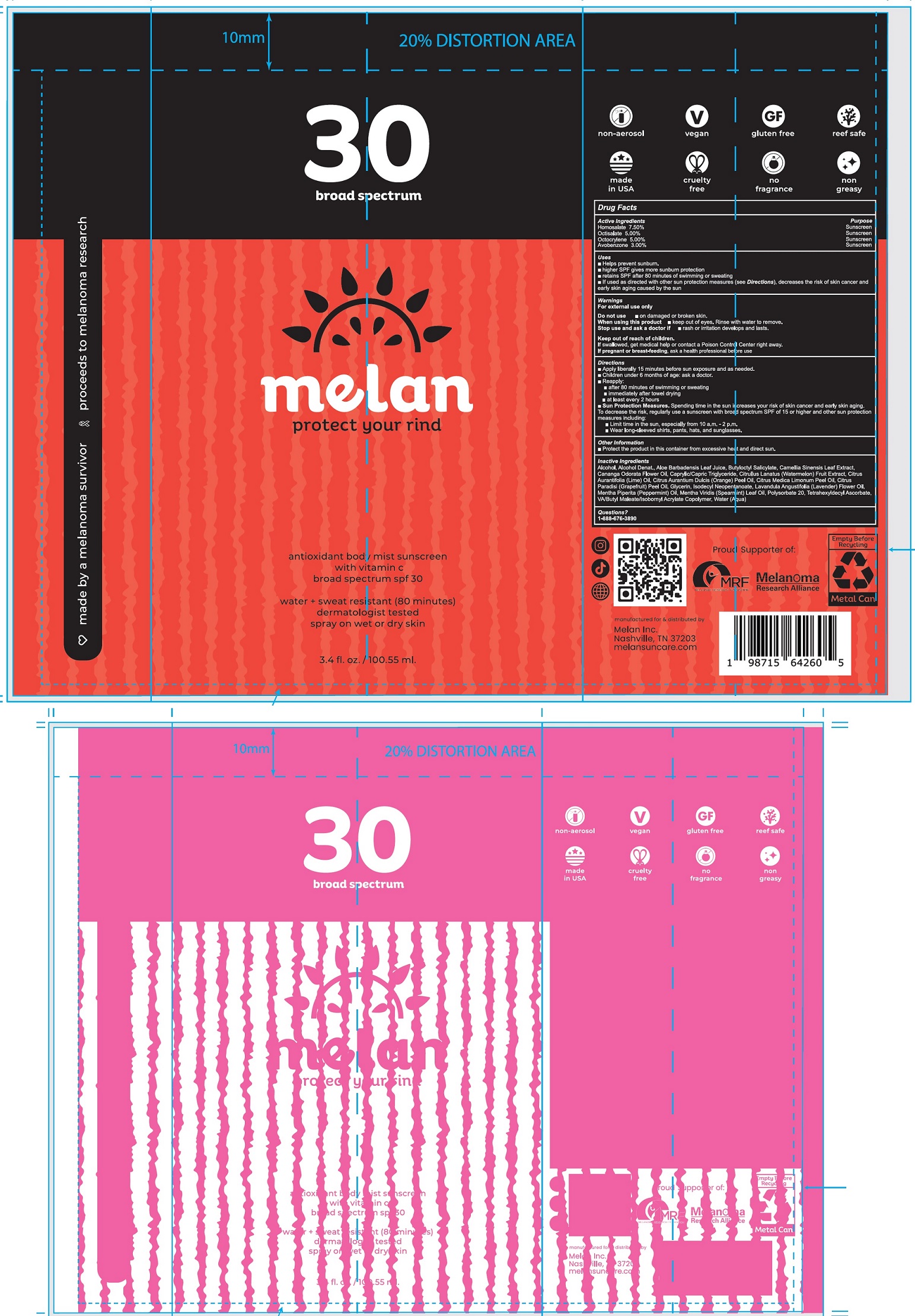 Pill image for Melan Antioxidant Body Mist Sunscreen Spf 30