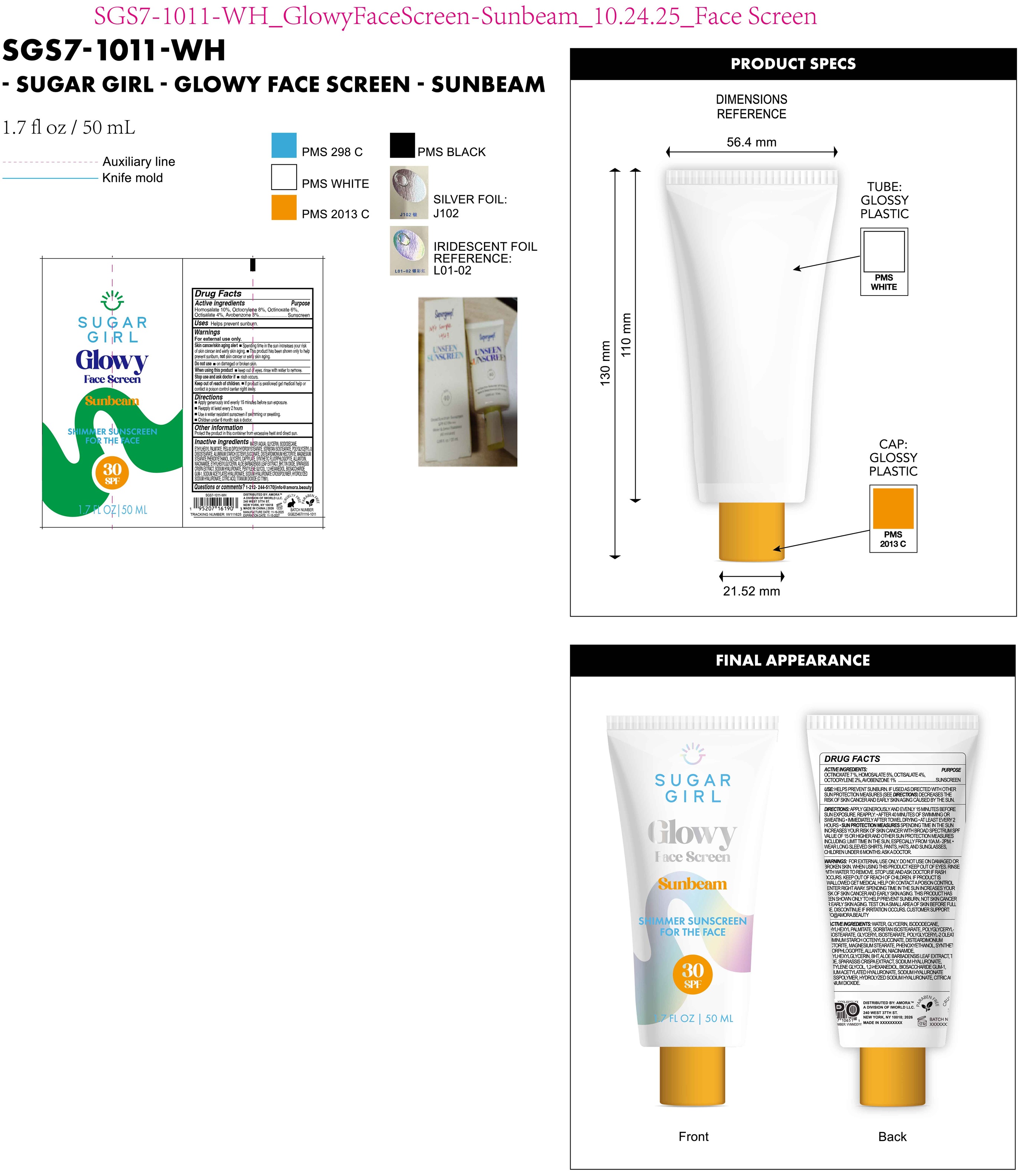 Pill image for Sugargirl Glowy Face Screen Sunbeam Shimmer Sunscreen For The Face Spf 30