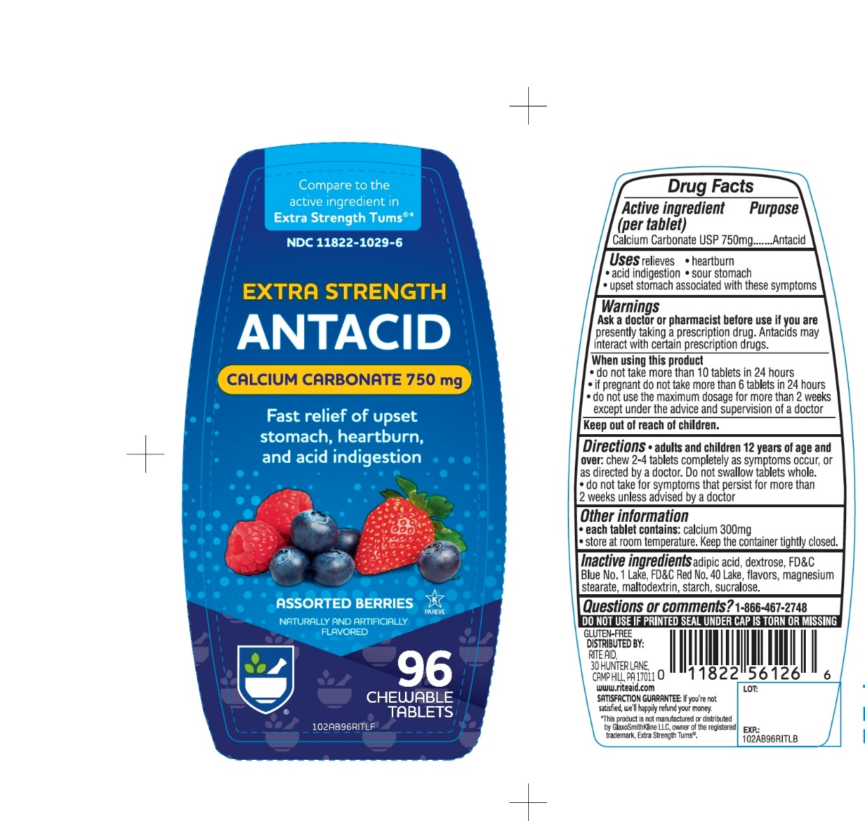 Pill image for Extra Strength Calcium Carbonate Assorted Berries 96 Chewable Tablets