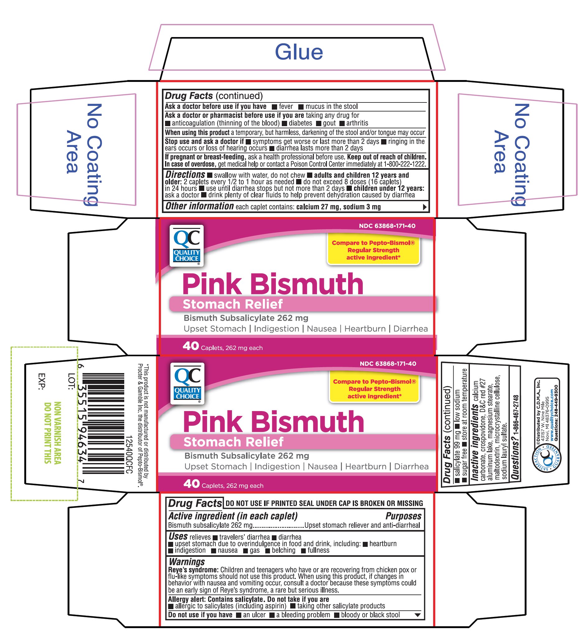 Pill image for Quality Choice Pink Bismuth Subsalicylate 262 Mg
