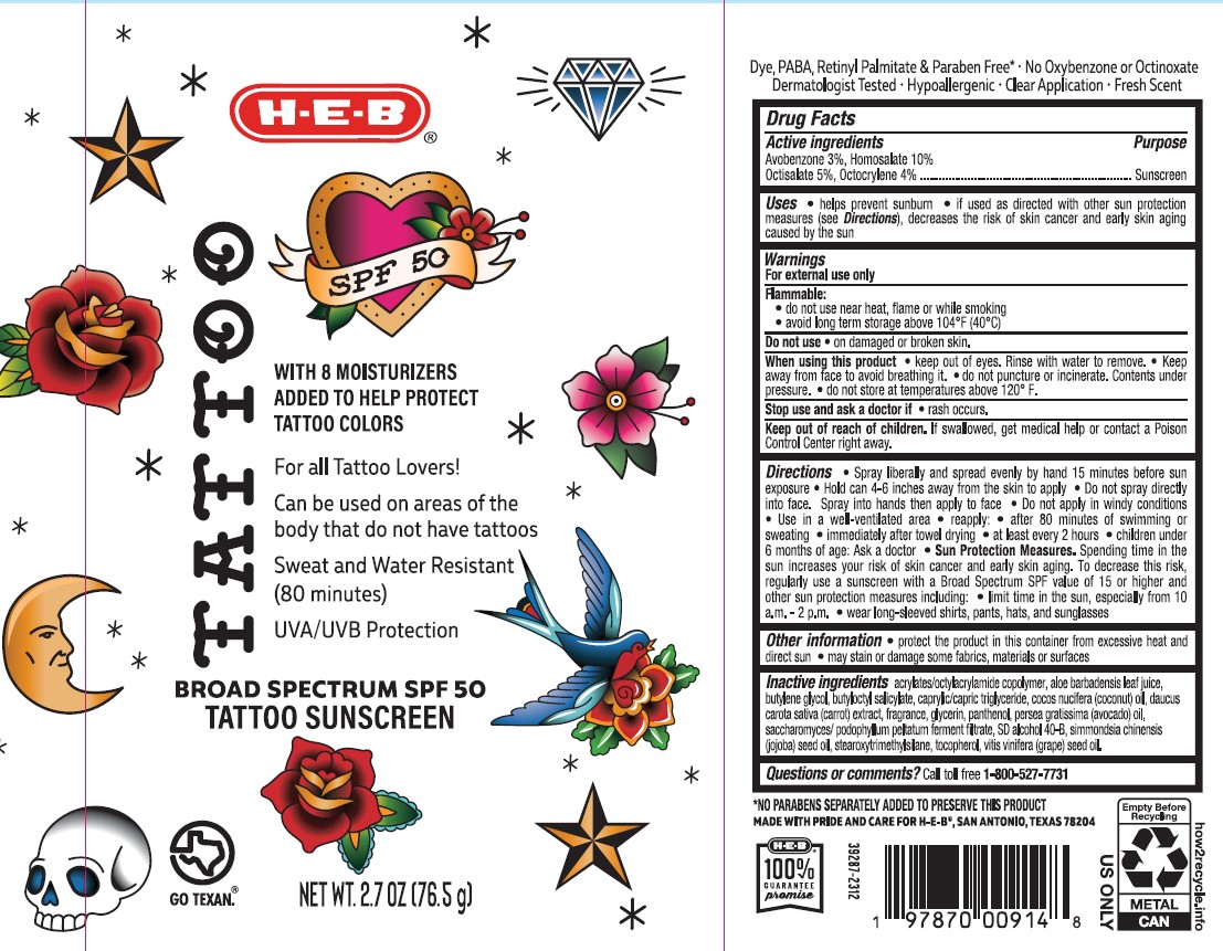 Pill image for Heb Spf 50 Tattoo Continuous Sunscreen Spray