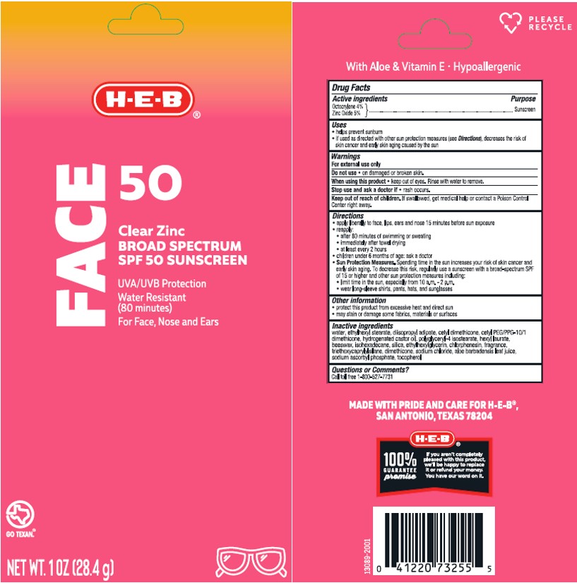 Pill image for Heb Face 50 Clear Zinc Sunscreen Lotion