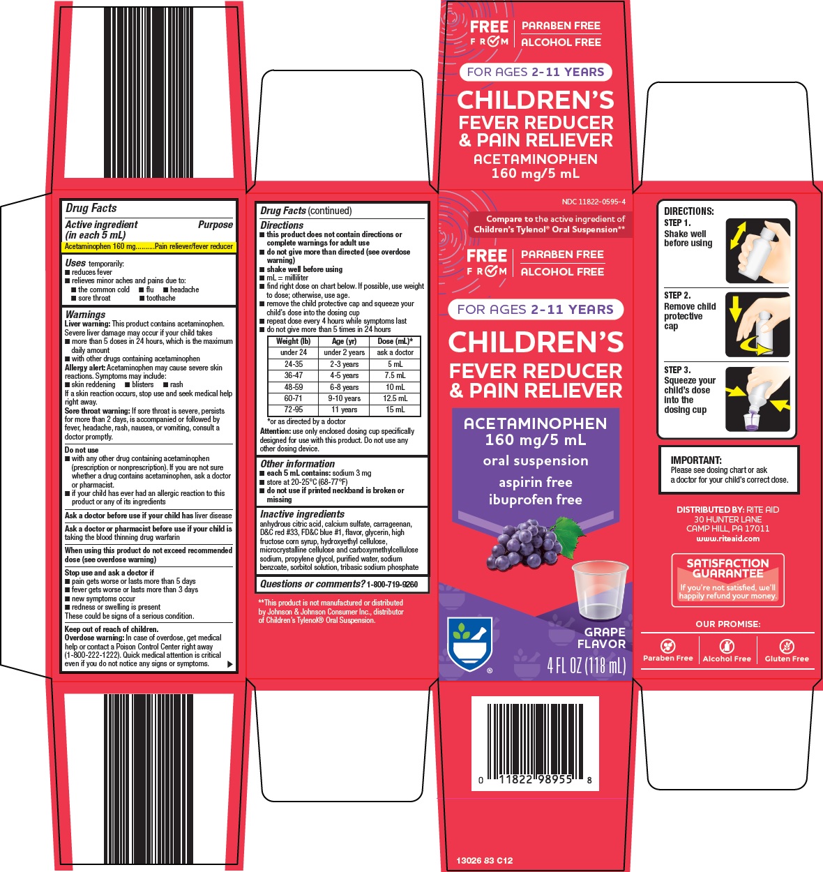 Pill image for Rite Aid Corporation Children’s Fever Reducer & Pain Reliever Drug Facts