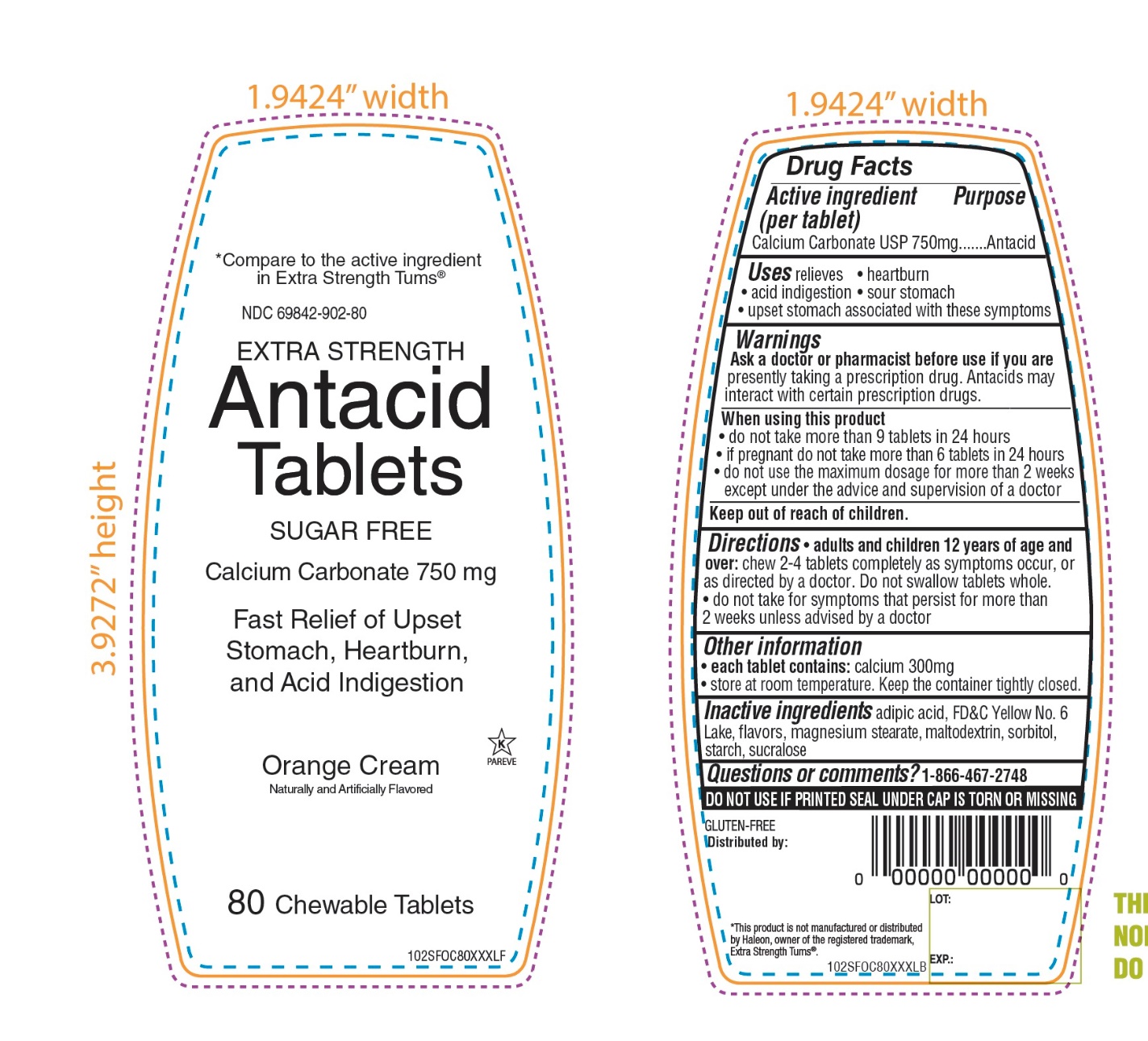 Pill image for Cvs Health Extra Strength Sugar Free Antacid Tablets Calcium Carbonate 750 Mg