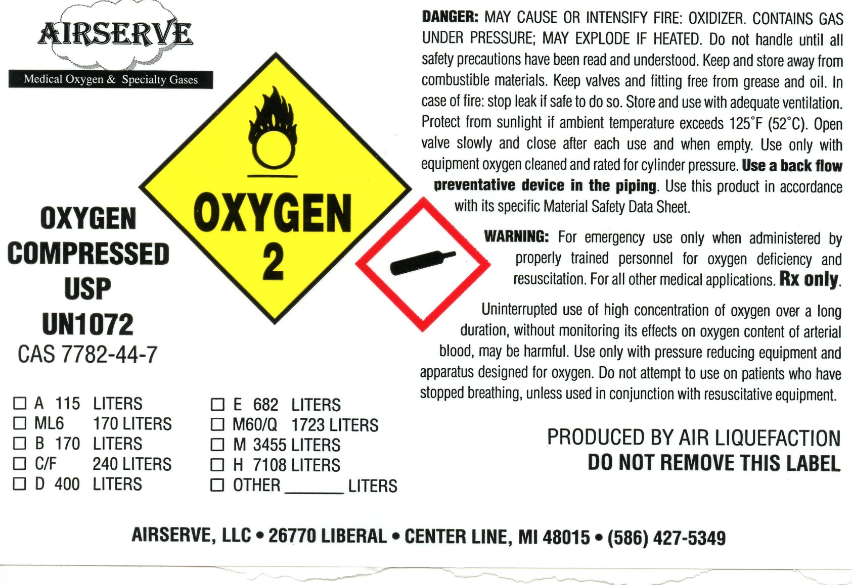 Pill image for Gaseous Oxygen Fill Label