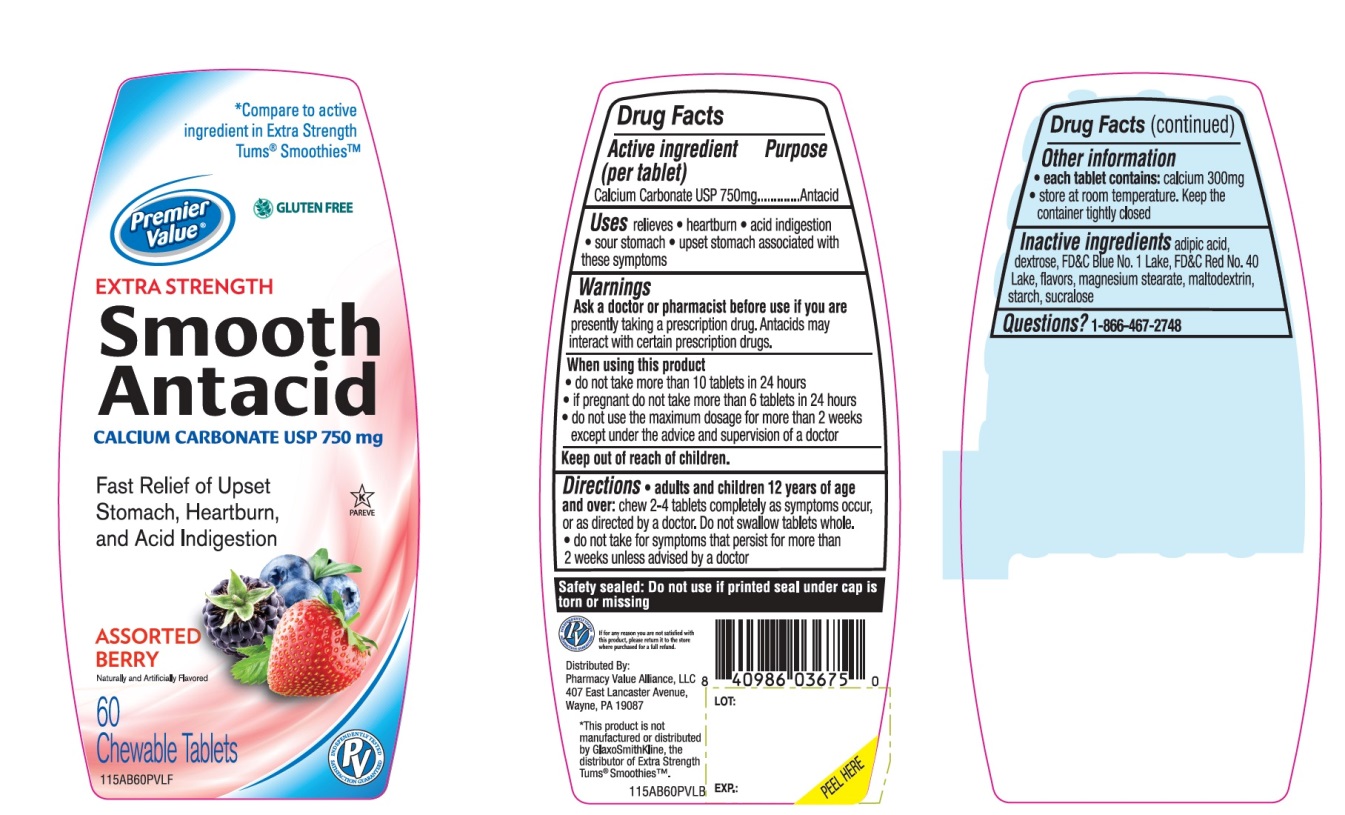 Pill image for Extra Strength Smooth Antacid Calcium Carbonate Tablets