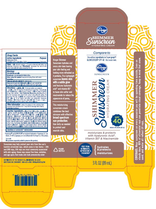 Pill image for Kroger Shimmer Sunscreen Hydrating Cream Spf 40