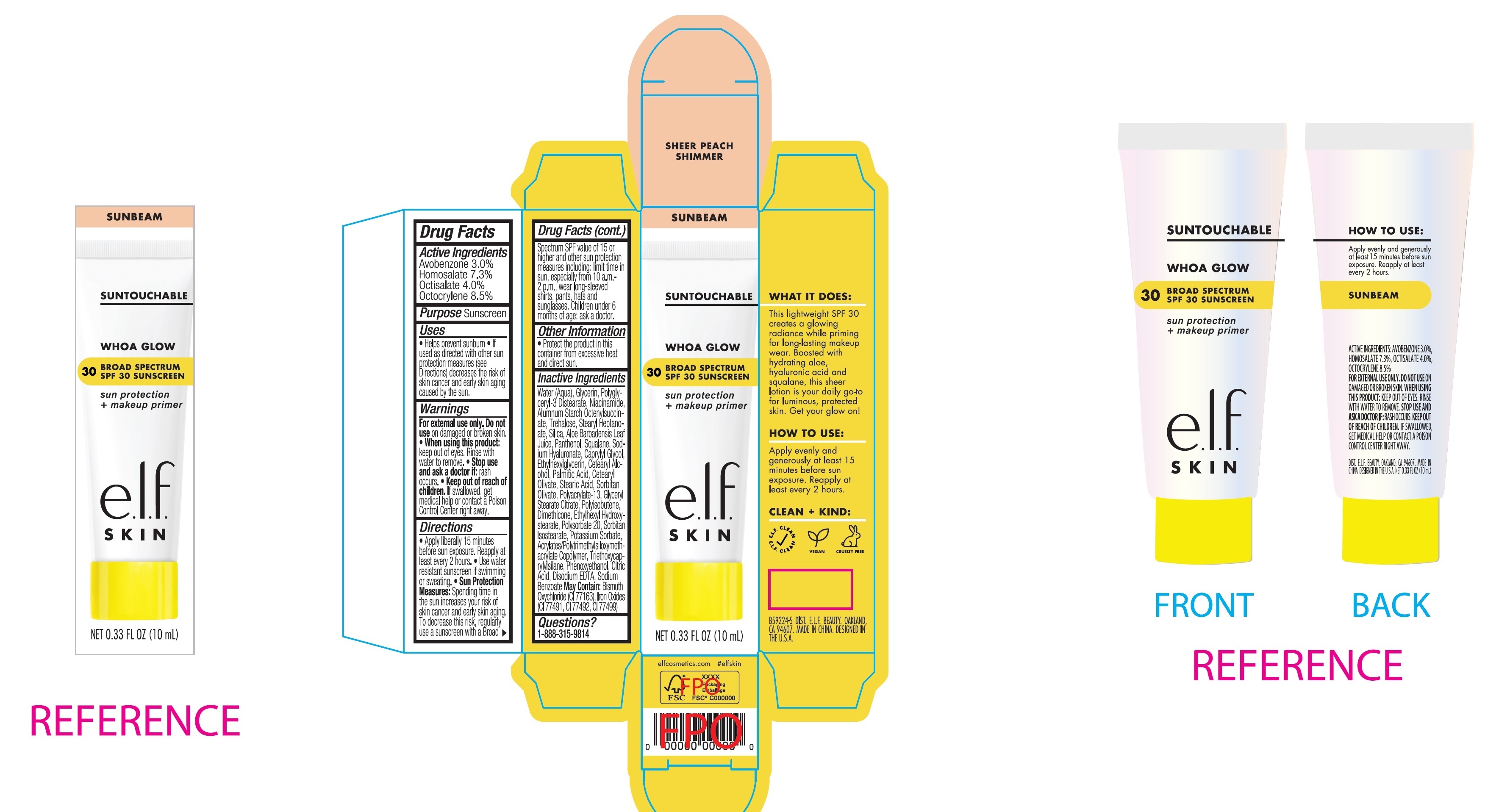 Pill image for E.l.f. Whoa Glow Broad Spectrum Spf 30 Sunscreen, Sheer Peach Shimmer Sunbeam