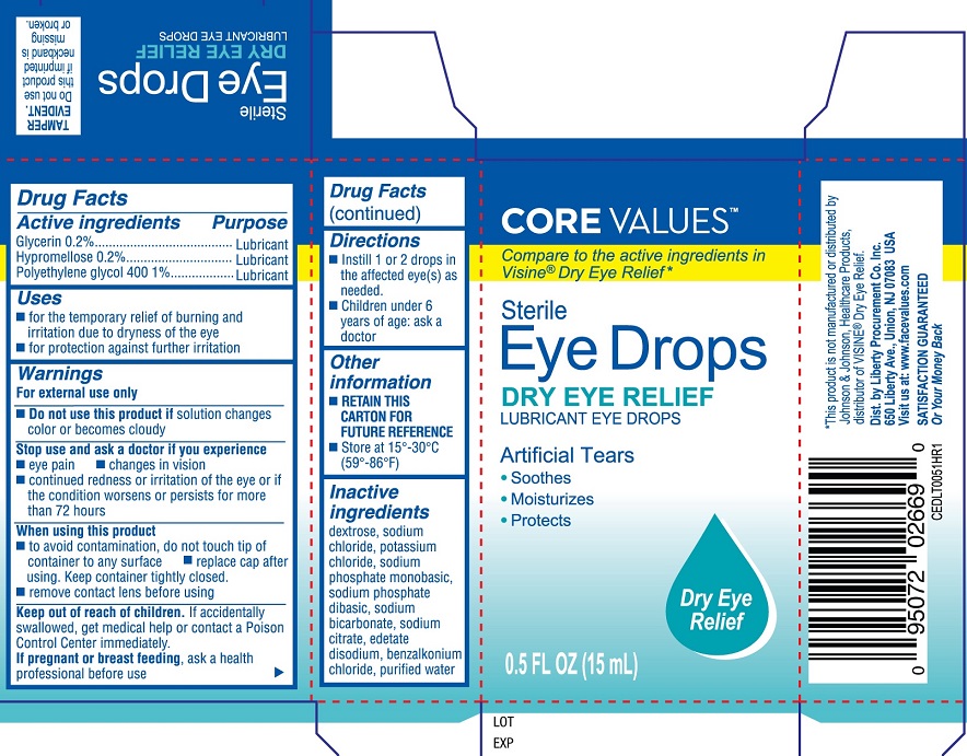 Pill image for Core Values Eye Drops Dry Eye Relief 15 Ml (pld)