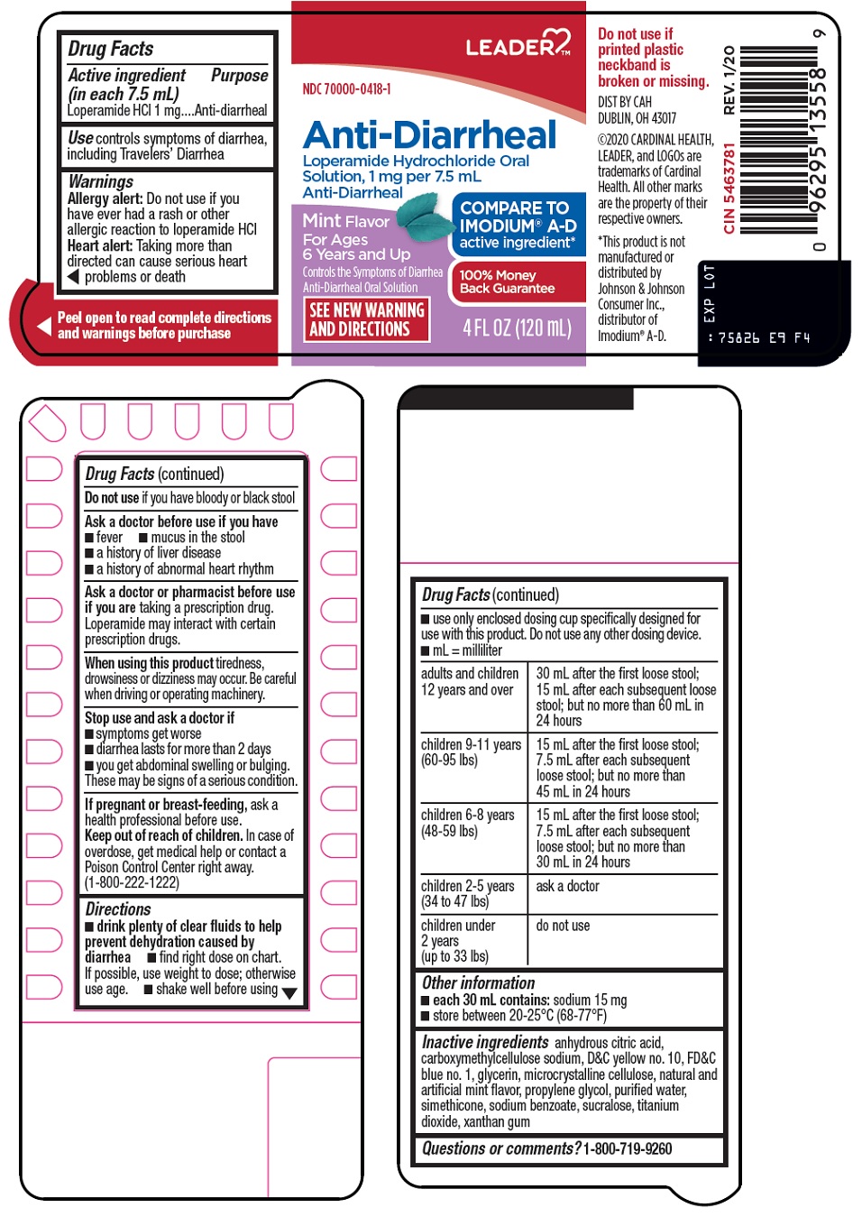 Pill image for Cardinal Health Anti-diarrheal Drug Facts