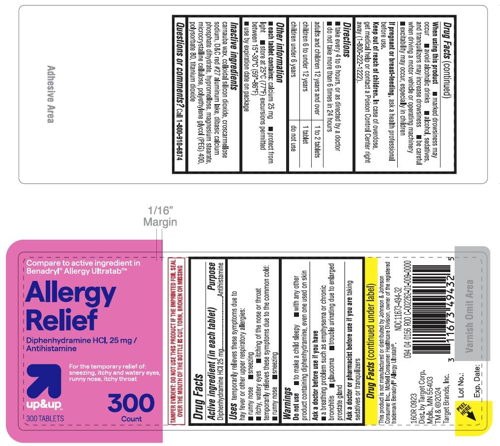 Pill image for 160r Target 11673-494 Diphenhydramine Hcl 25 Mg Tablets