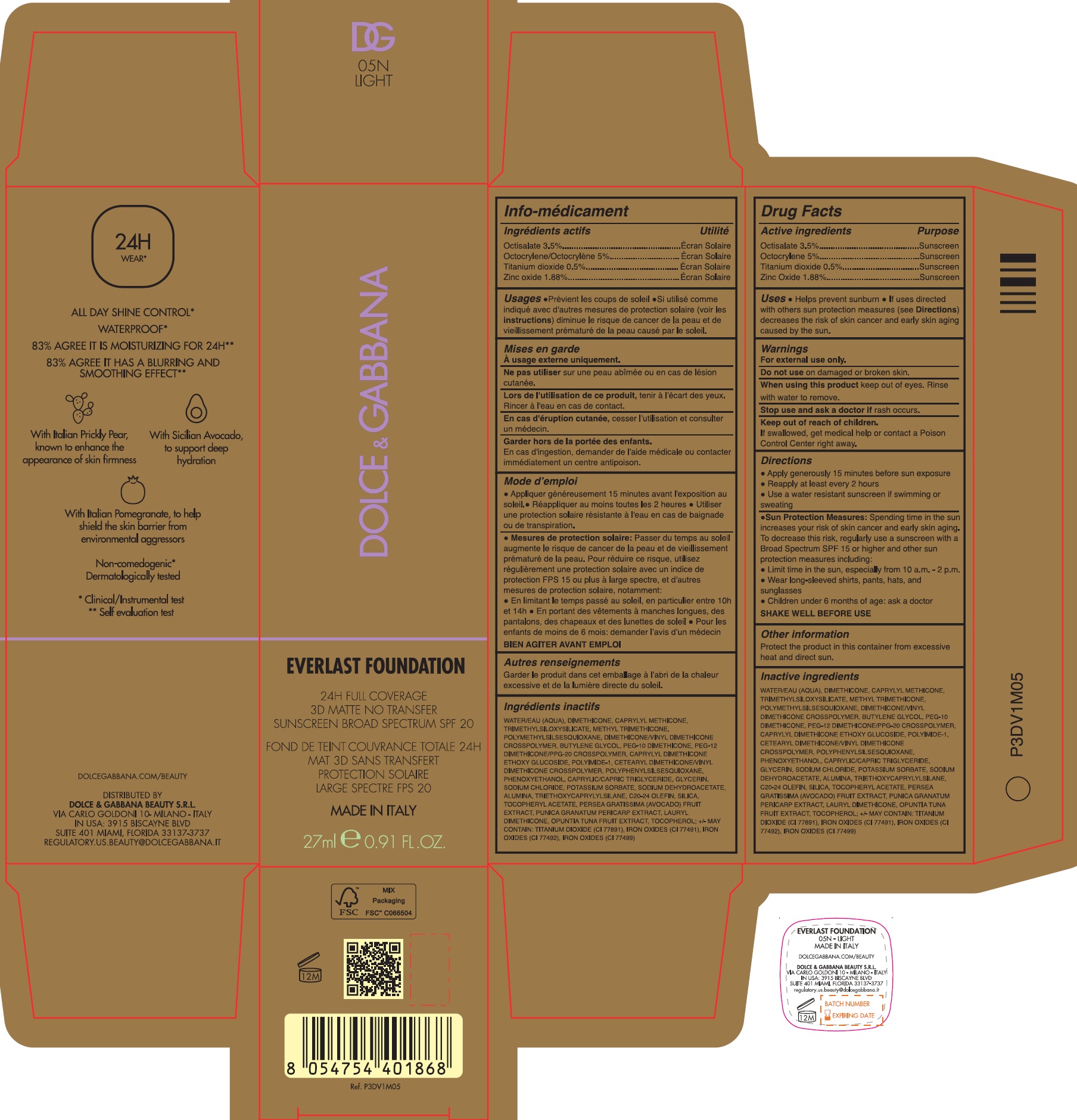 Pill image for Dolce & Gabbana Everlast Foundation Spf 20 - 05n Light