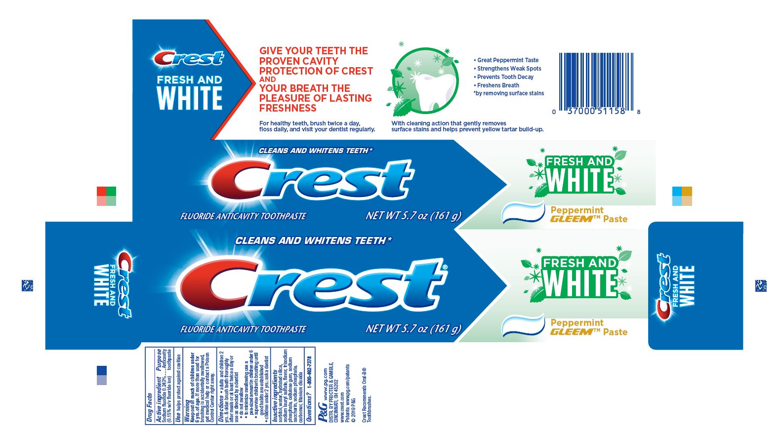 Pill image for Crest Fresh And White Peppermint Gleem Toothpaste