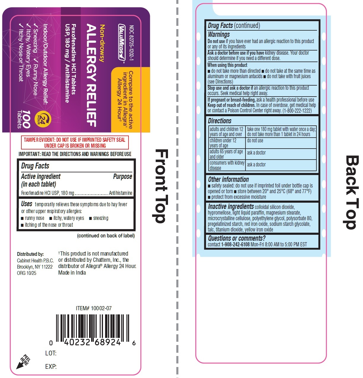 Pill image for Valumeds Non-drowsy Allergy Relief, Fexofenadine Hcl