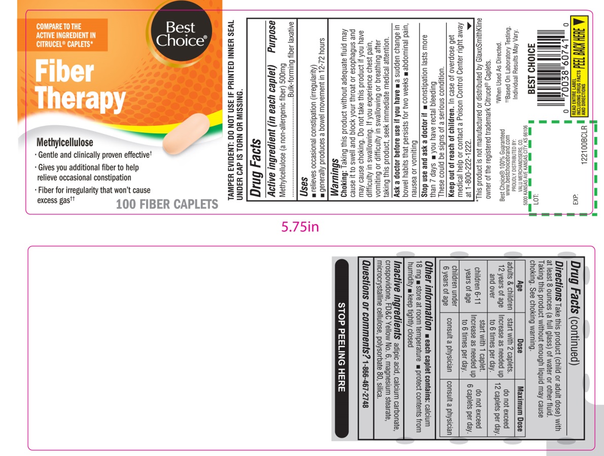 Pill image for Best Choice Fiber Therapy Methylcellulose 500 Mg 100 Caplets