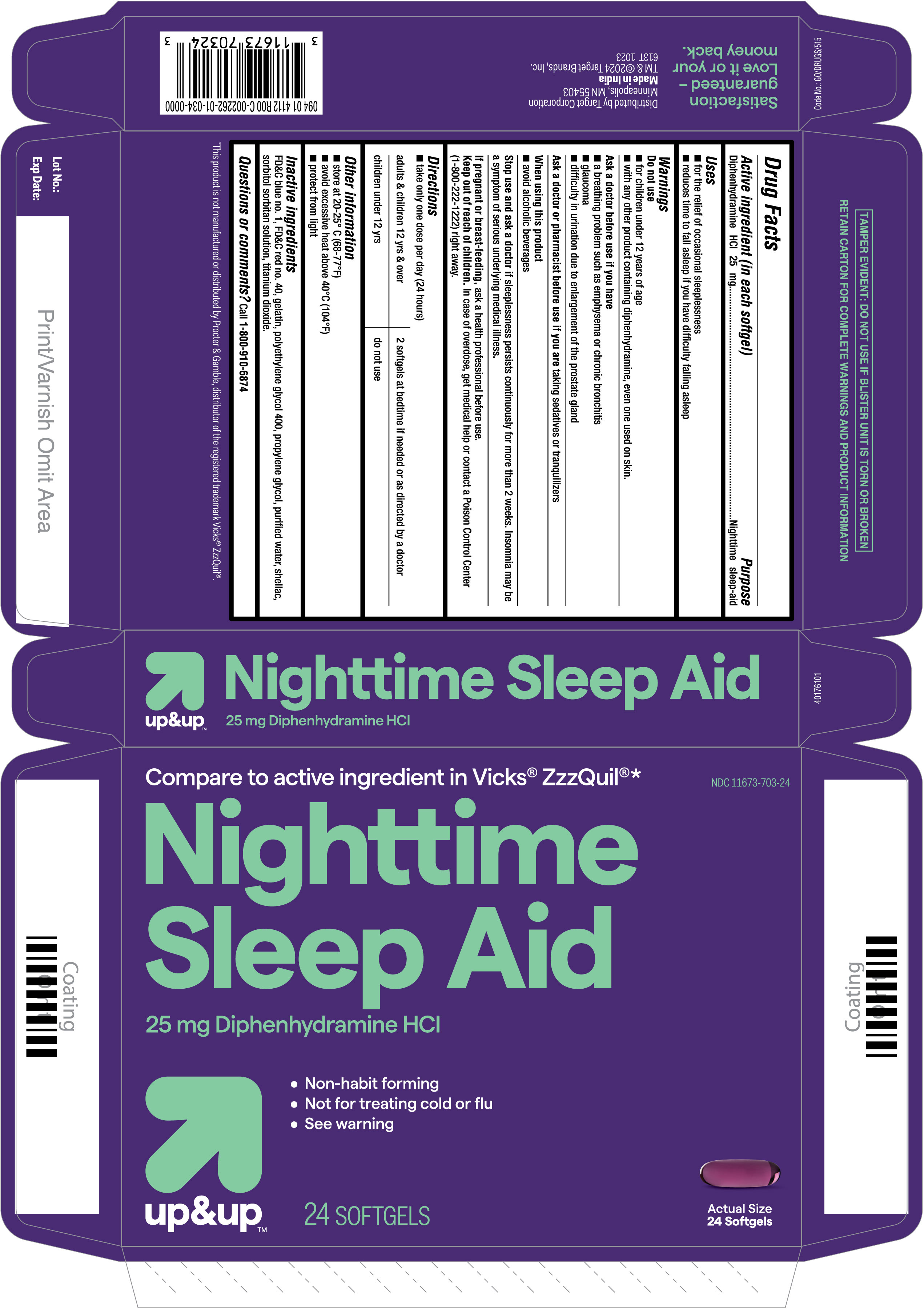 Pill image for Target Diphenhydramine Hydrochloride 25 Mg Softgels - Nighttime Sleep Aid