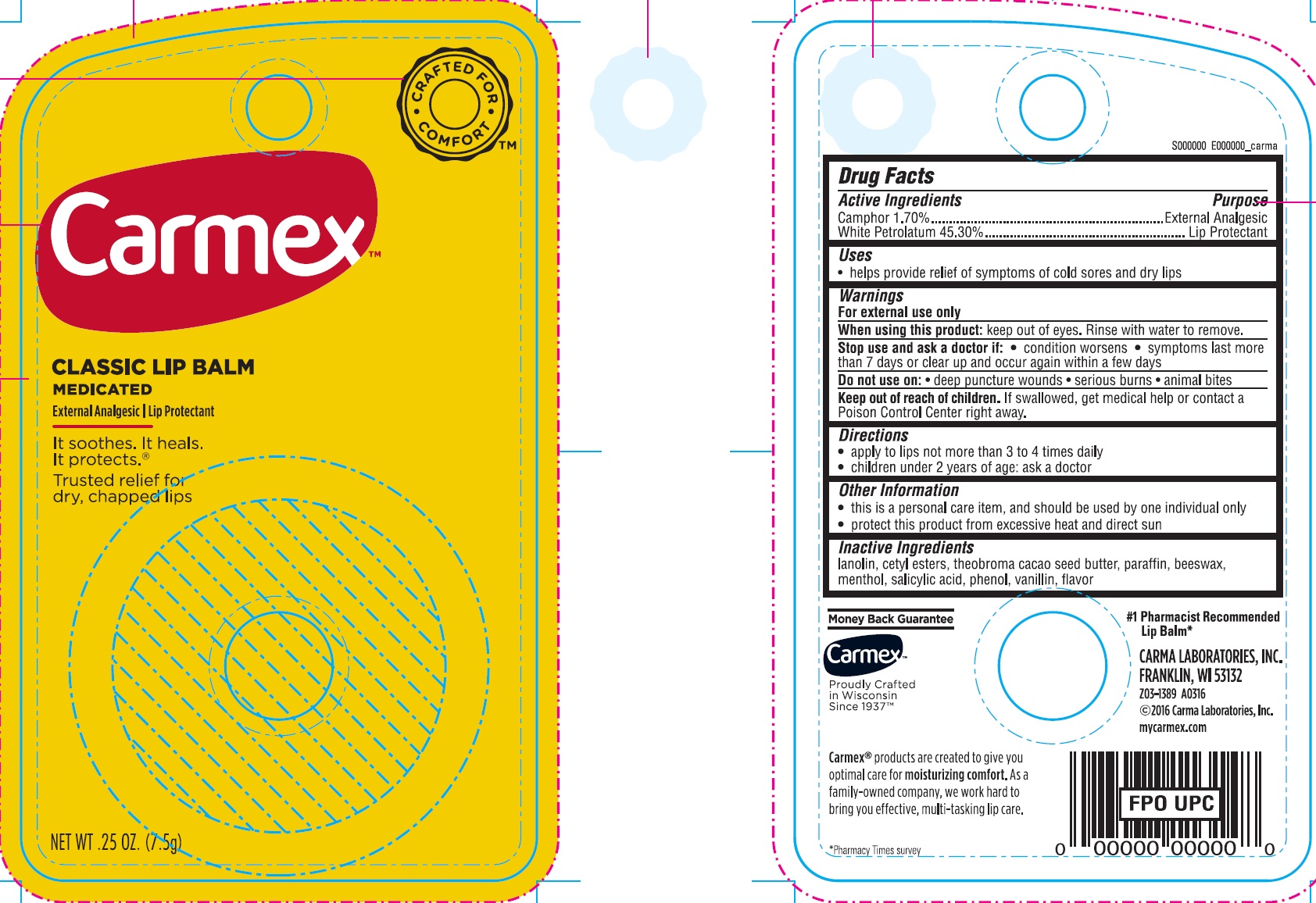Pill image for Carmex Classic Lip Balm Medicated