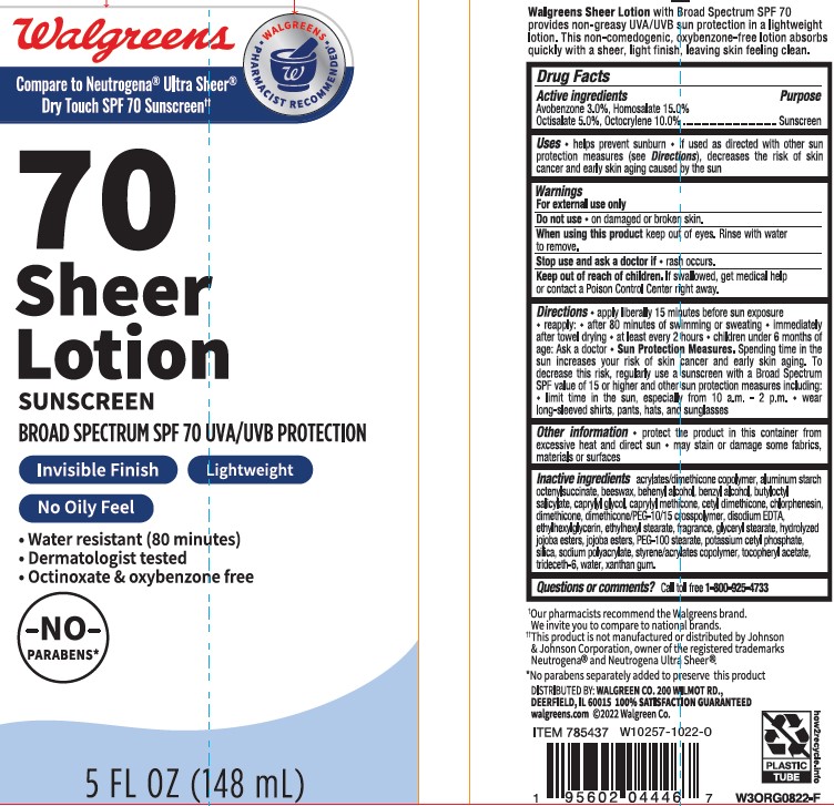 Pill image for walgreens 70 sheer lotion sunscreen
