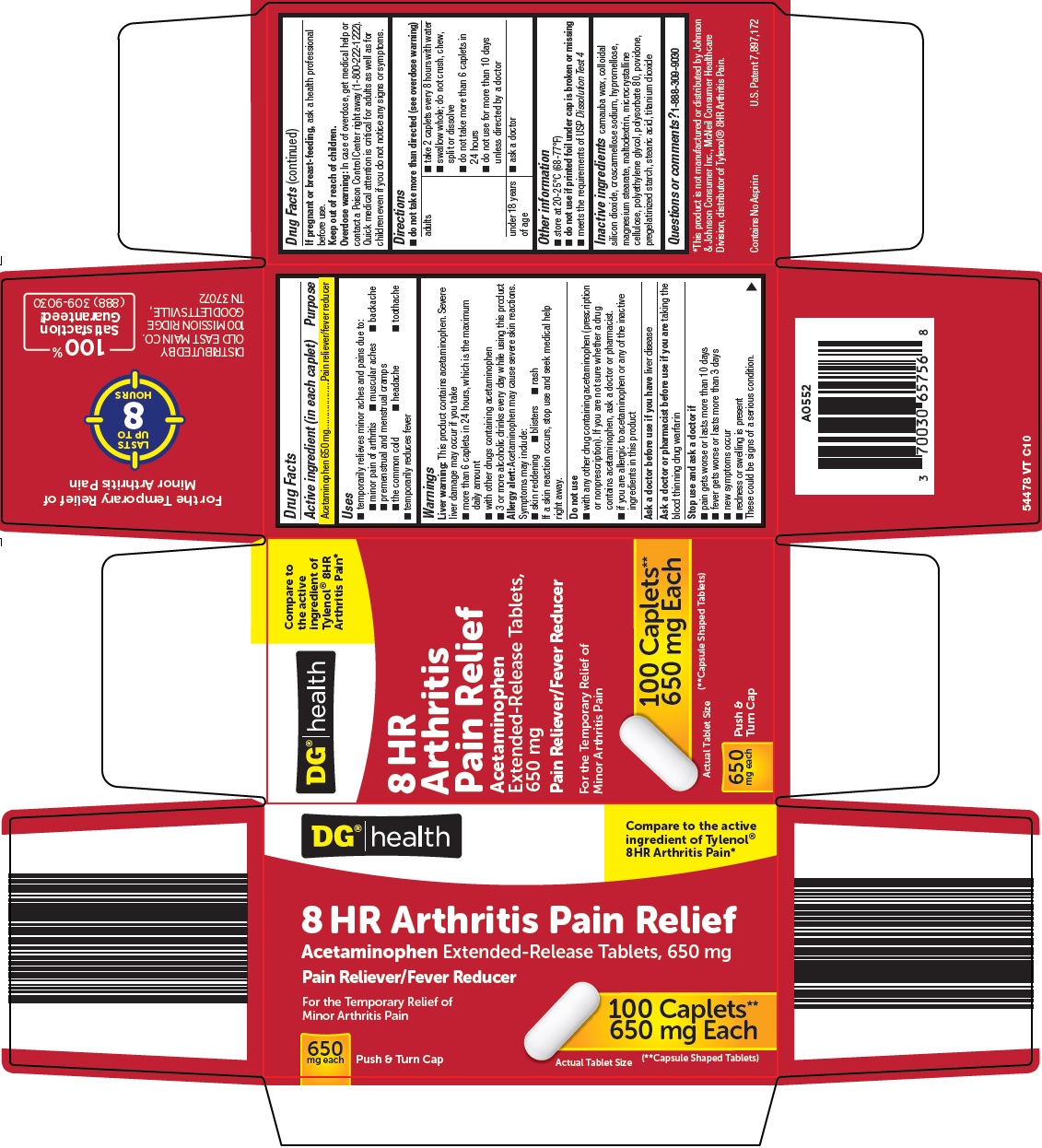 Pill image for Dolgencorp, Llc 8 Hr Arthritis Pain Relief Drug Facts