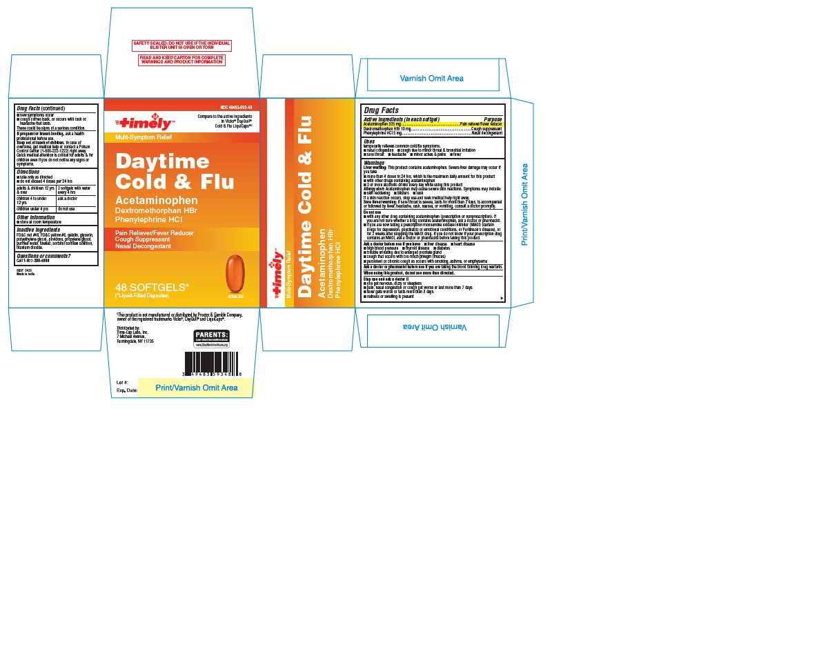 Pill image for 693t_49483-693_timely_acetaminophen/ Dextromethorphan Hbr/ Phenylephrine Hci 325/10/5mg Softgels
