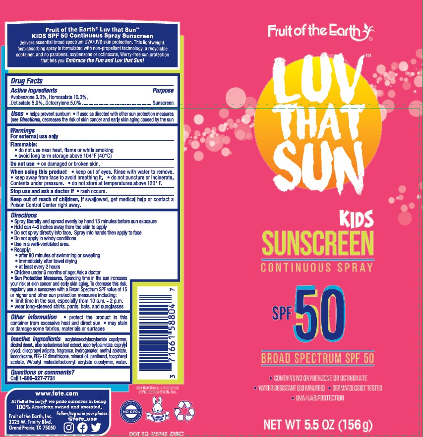 Pill image for Fruit Of The Earth Luv That Sun Kids Sunscreen Continuous Spray Spf 50