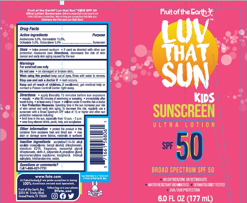 Pill image for fruit of the earth luv that sun kids sunscreen ultra lotion spf 50