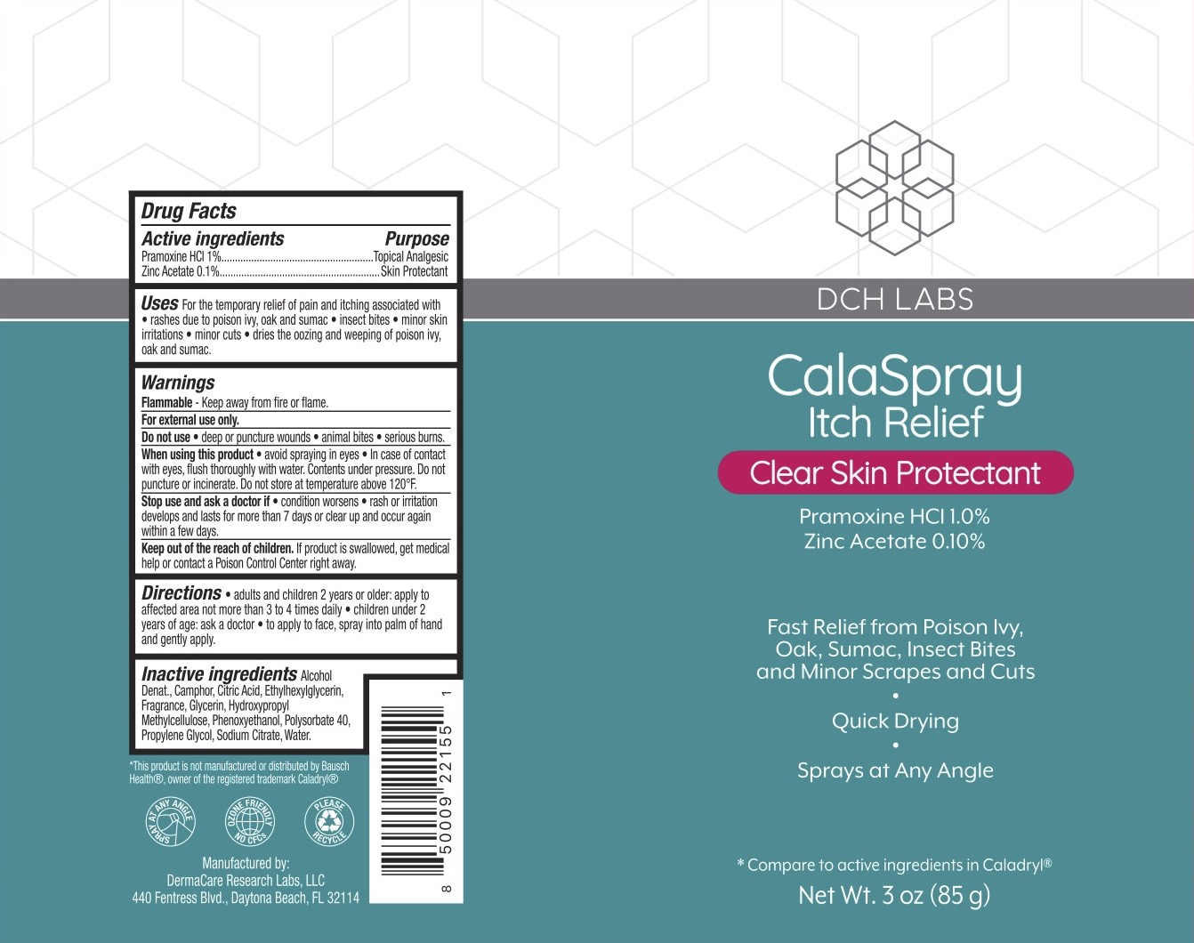 Pill image for Dch Calaspray Itch Relief Spray, Pramoxine Hcl 1%, Zinc Acetate 0.1%