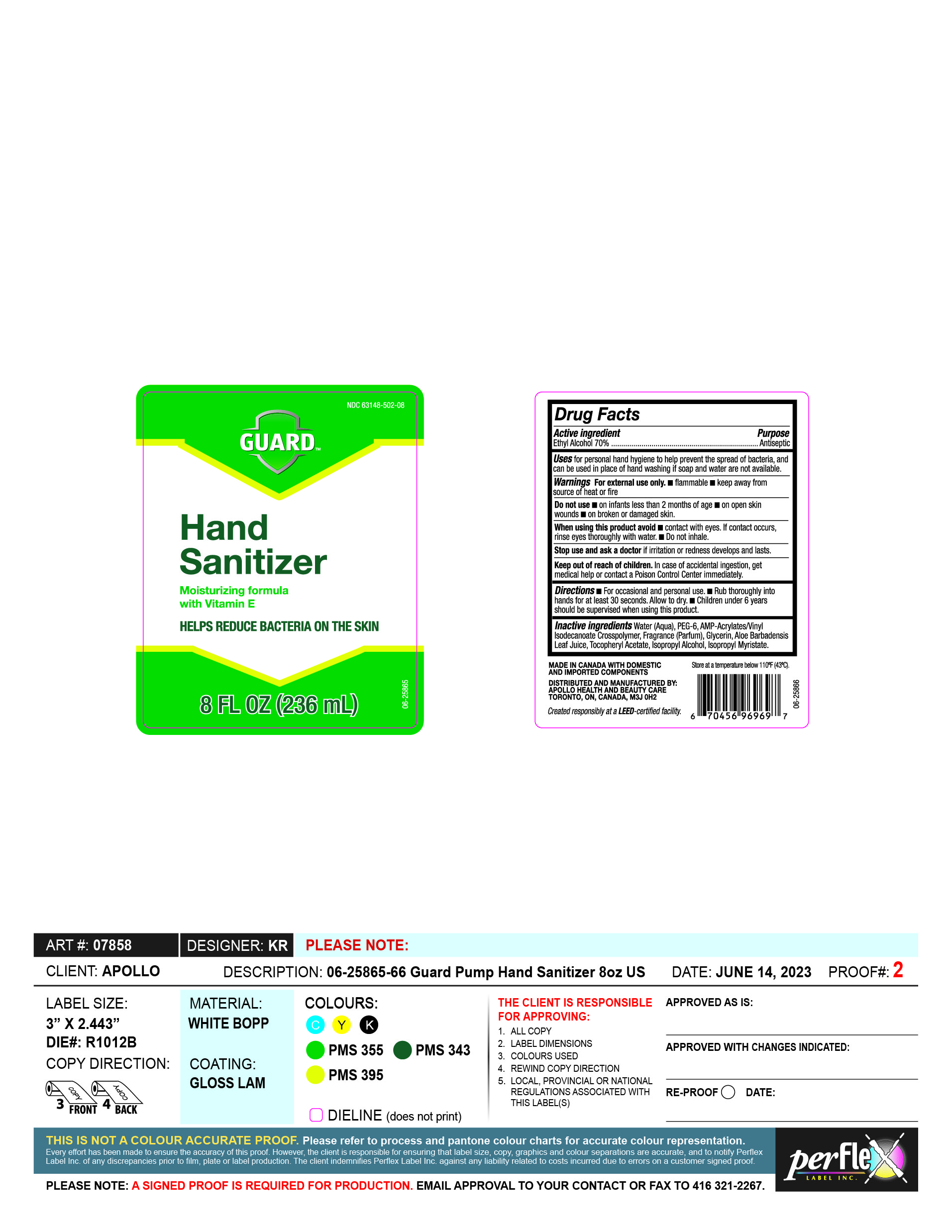Pill image for Ndc- 63148-502, Guard Hand Sanitizer