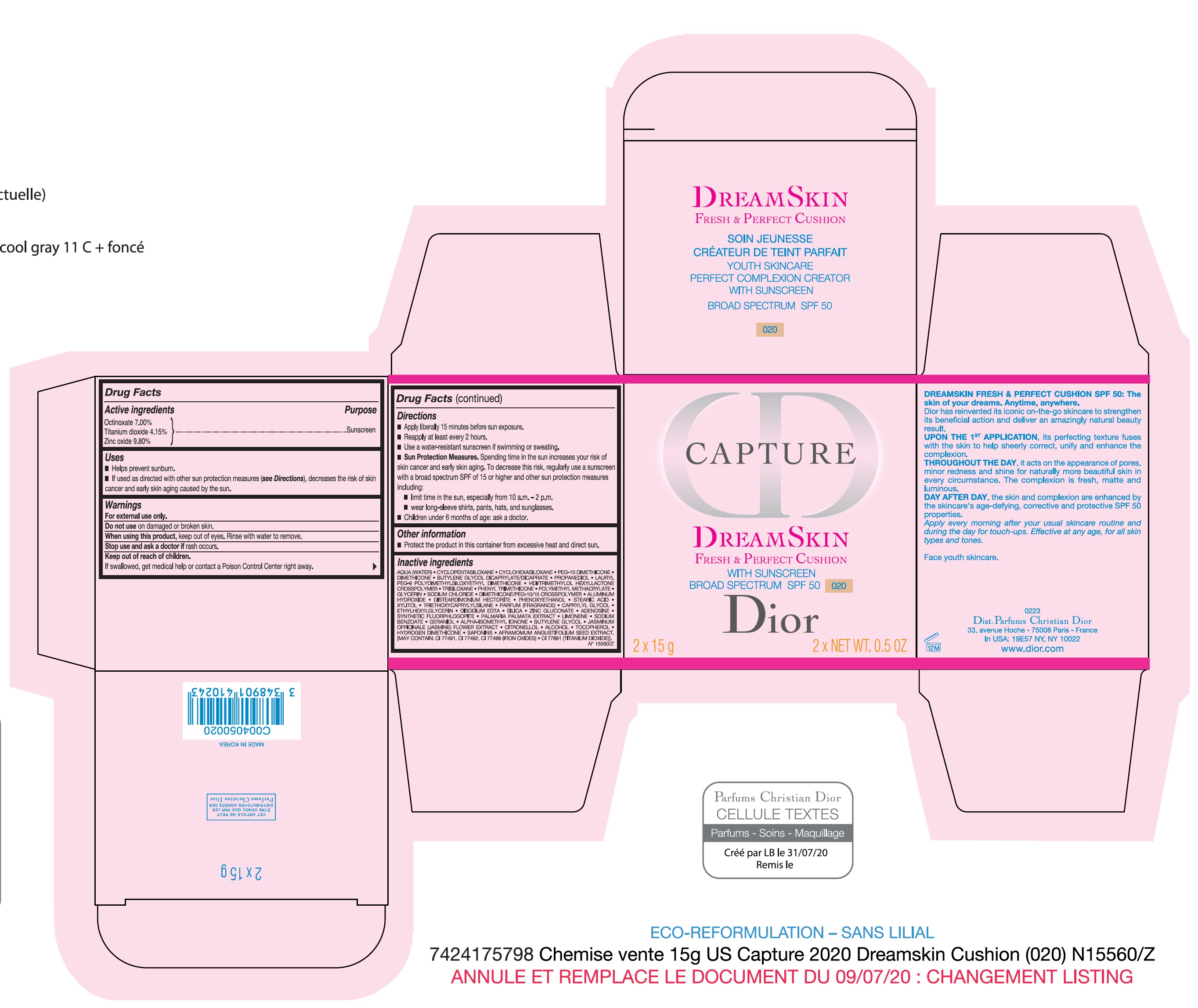 Pill image for Capture Dreamskin Fresh & Perfect Cushion With Sunscreen Broad Spectrum Spf 50 020