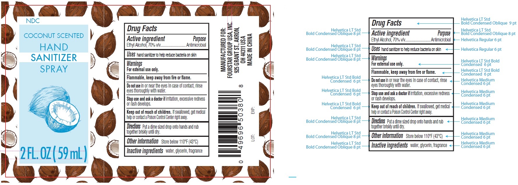 Pill image for Coconut Scented Hand Sanitizer Spray