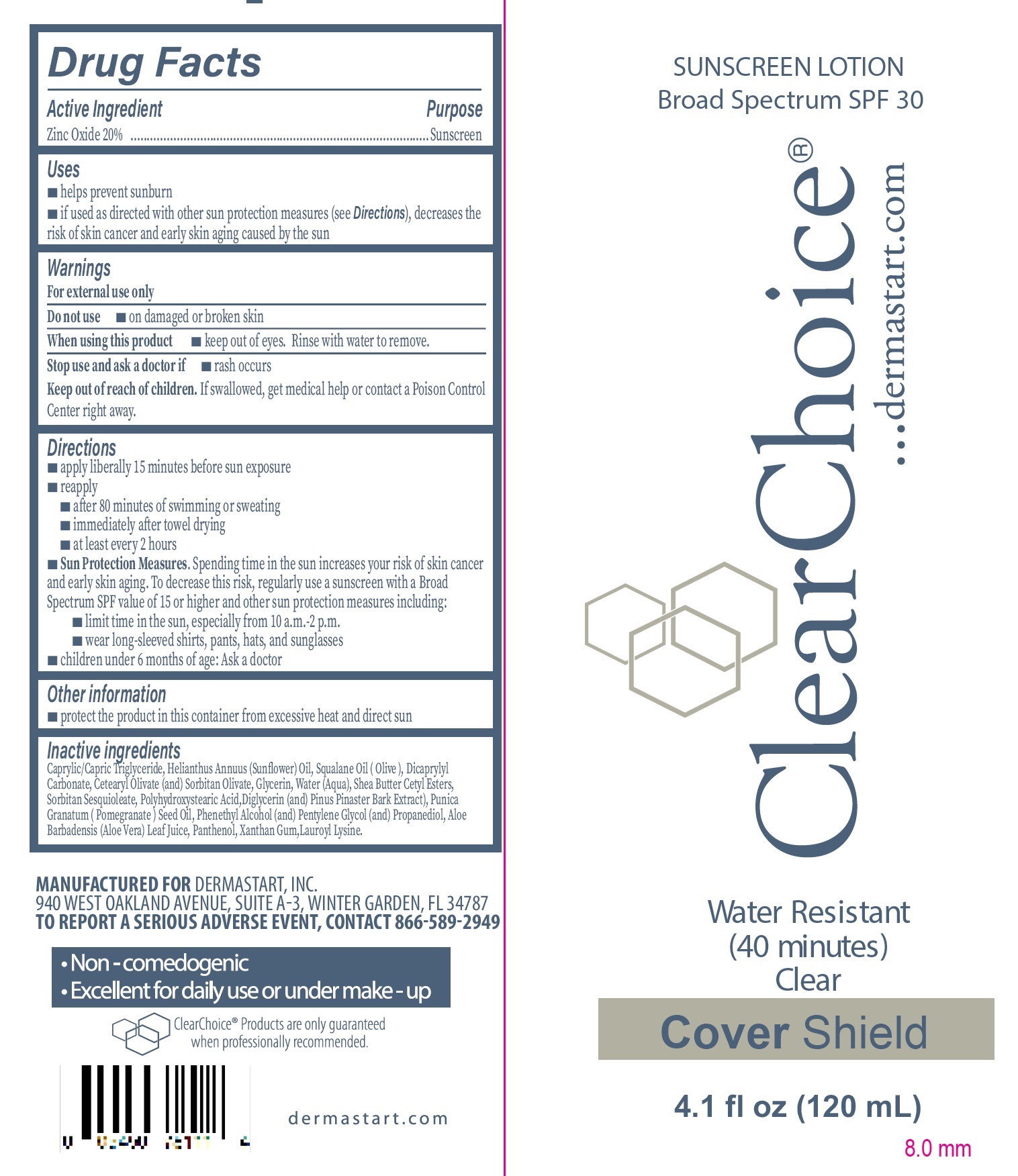 Pill image for Clear Choise Sunscreen Lotion Broad Spectrum Spf 30 Water Resistant Cover Shield