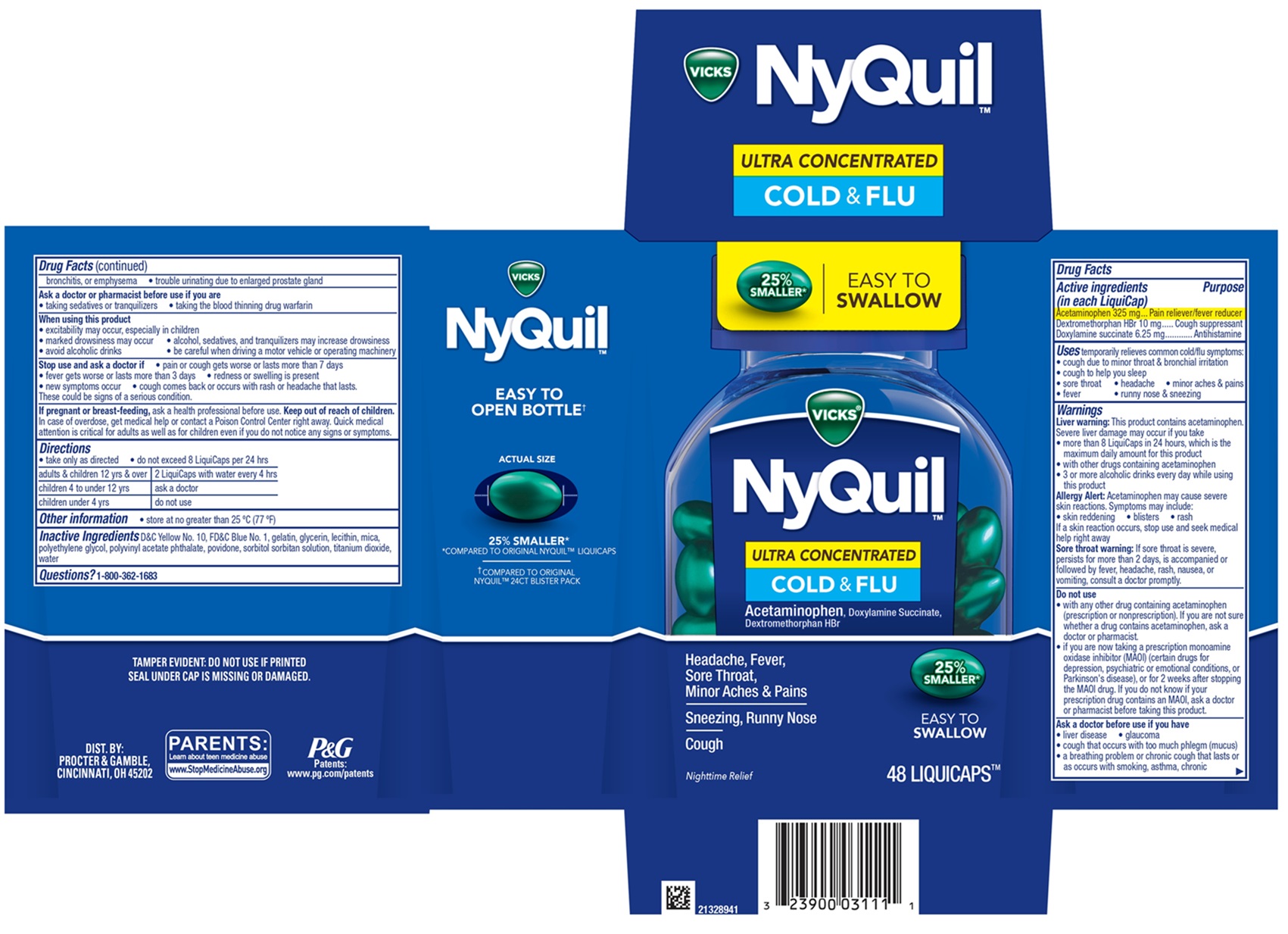 Pill image for Vicks® Nyquil™ Ultra Concentrated Cold & Flu, Liquicaps™