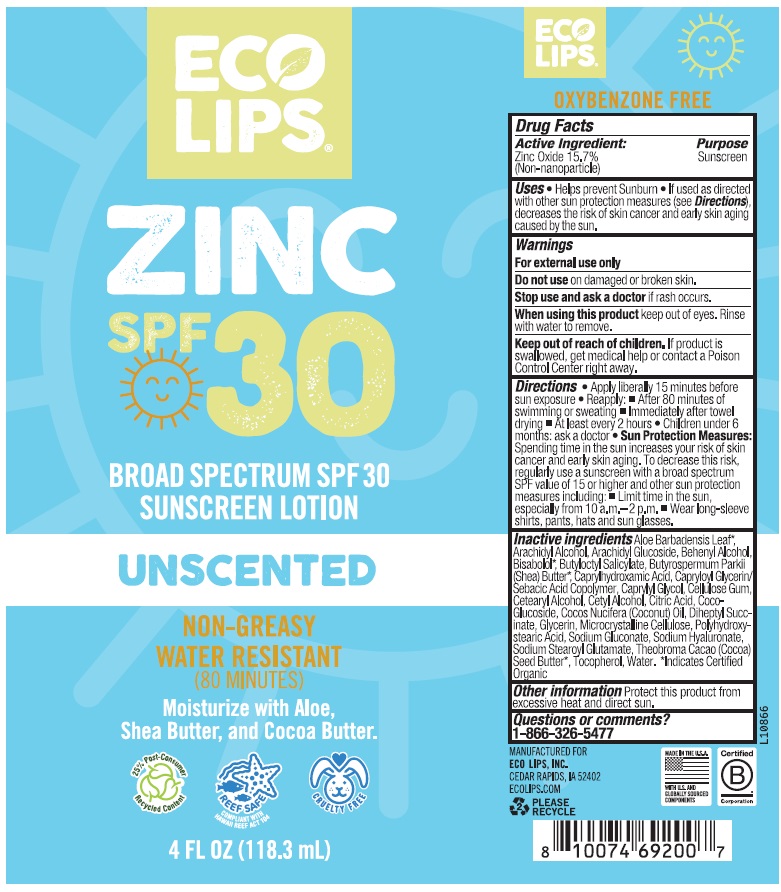 Pill image for Eco Lips Zinc Spf 30 Sunscreen Lotion Unscented 4 Oz Tube