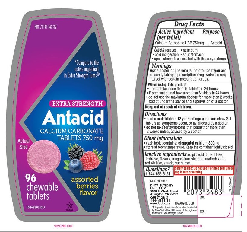 Pill image for Lidl Extra Strength Antacid Calcium Carbonate Assorted Berries Chewable Tablets
