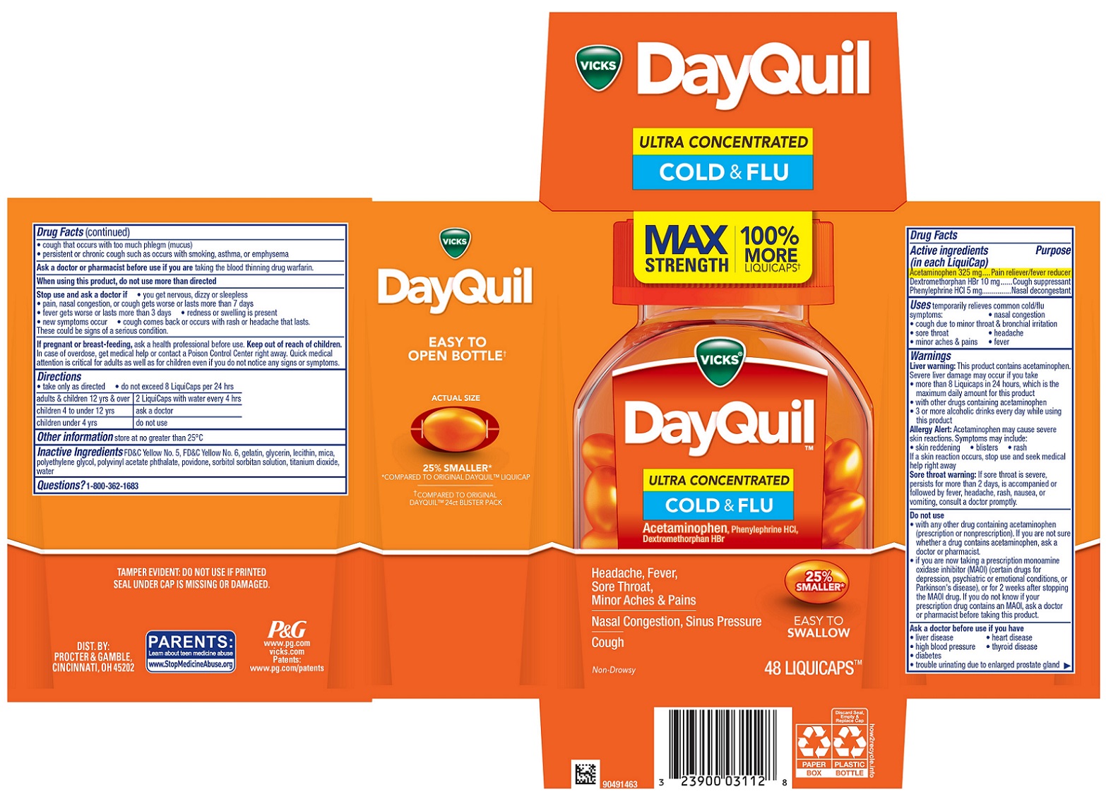 Pill image for Vicks® Dayquil™ Ultra Concentrated Cold & Flu, Liquicaps™