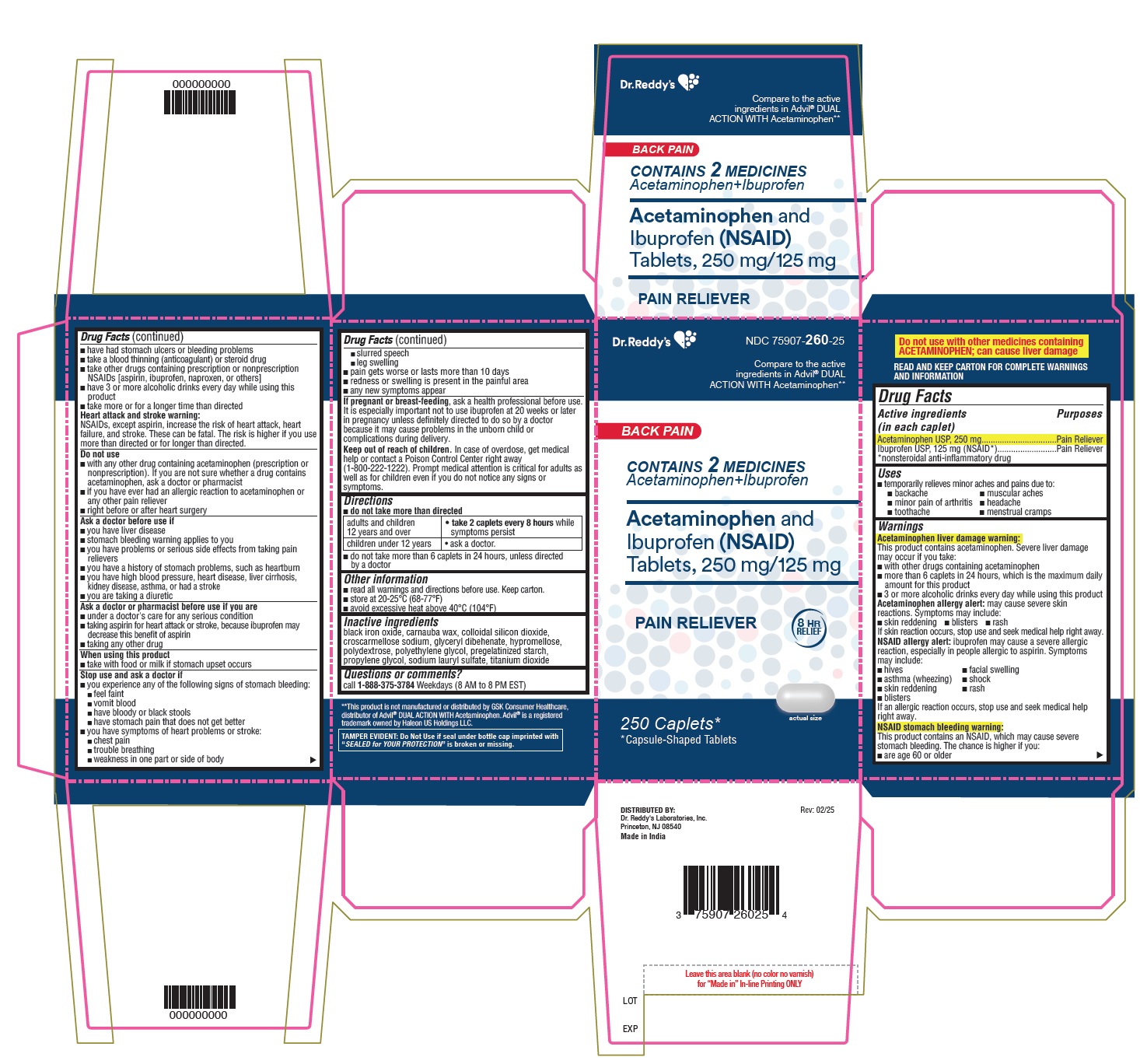 Pill image for Acetaminophen Ibuprofen (nsaid) Tab 250mg/125mg