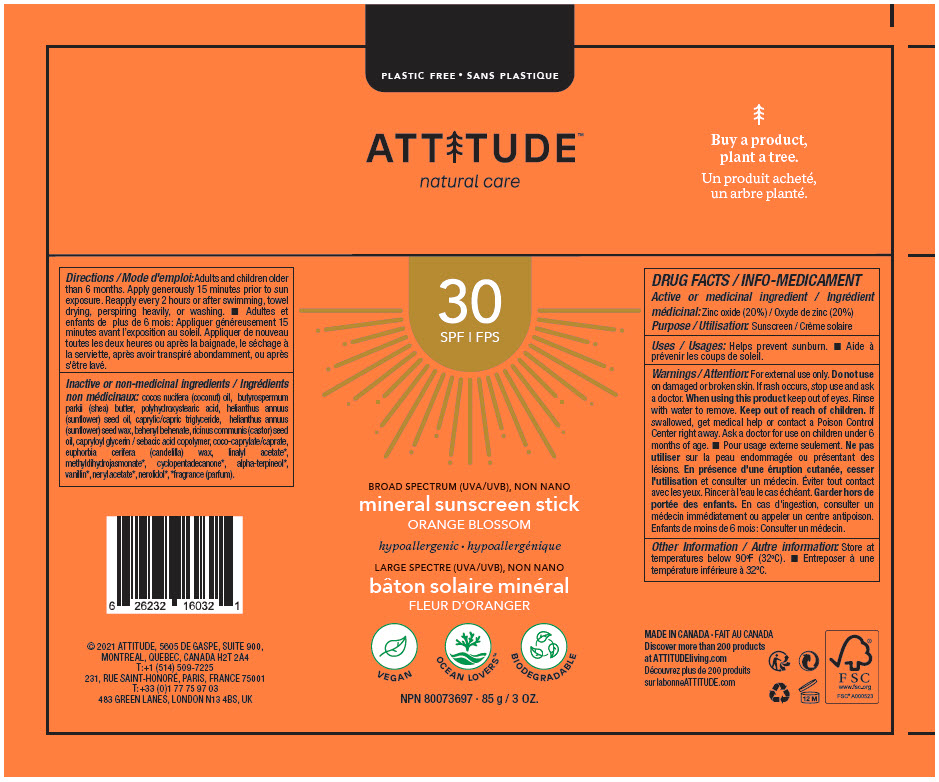 Pill image for Attitude™ Mineral Sunscreen Stick Orange Blossom Spf 30