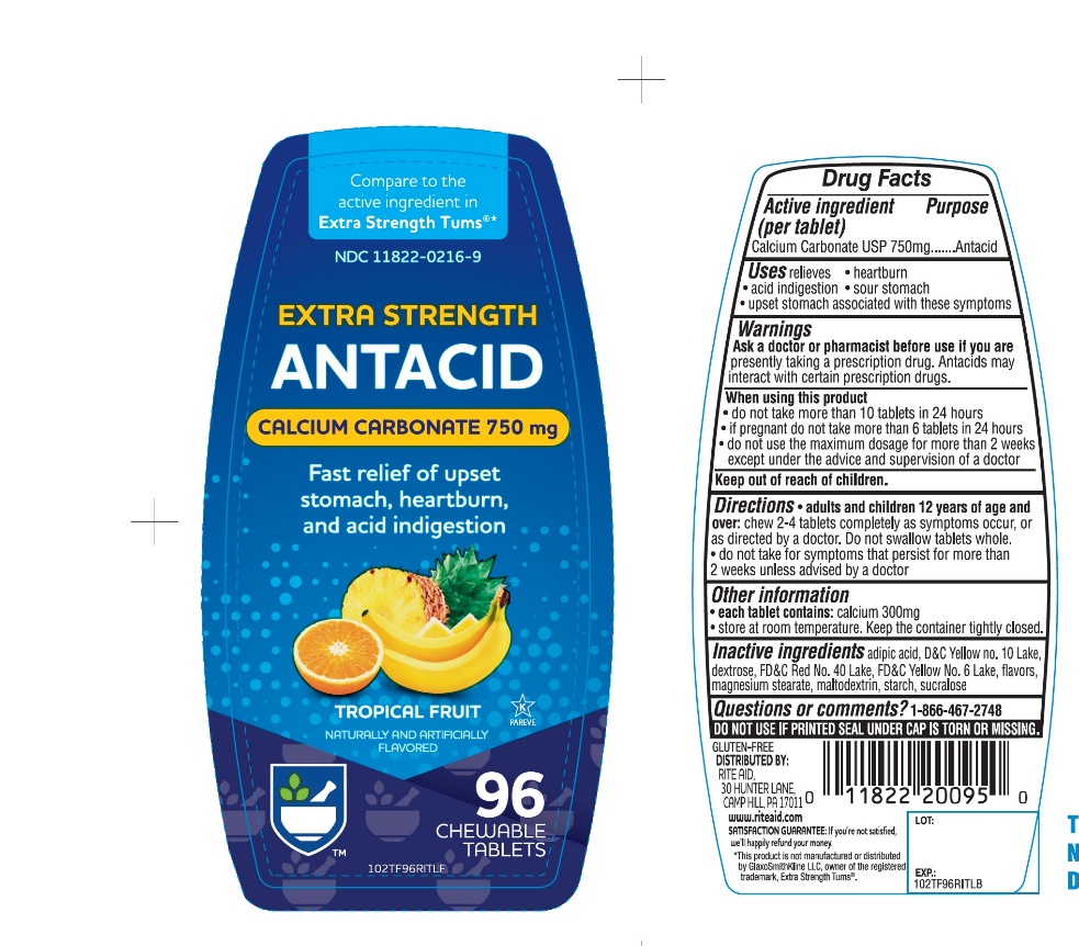 Pill image for Rite Aid Extra Strength Tropical Fruit Antacid 96 Tabs Drug Facts